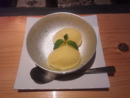 いろり割烹 稲穂(いなほ) 季節のデザート 柚子シャーベット